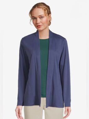 L.L. Bean Pima Cotton Open Cardigan With Pockets Size Medium Dark Twilight Blue